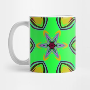 Cartoon Mandala Flower Green Orange and Pink Mug